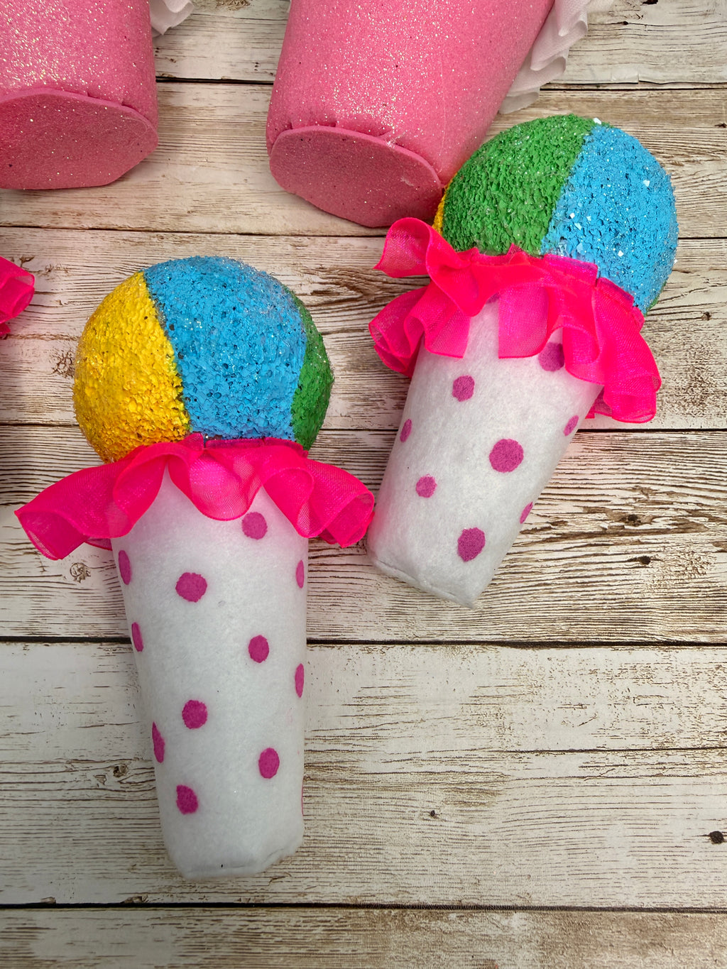 Colorful Faux Snow Cone Set – Set of 5 Summer Decor Pieces