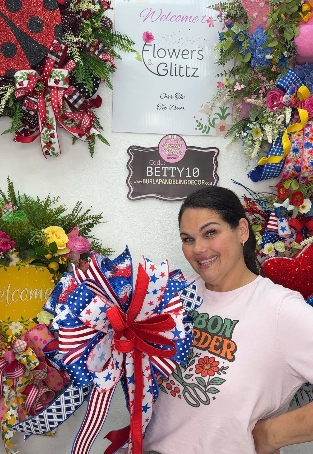 Large Patriotic Bow, Red White and Blue Decor