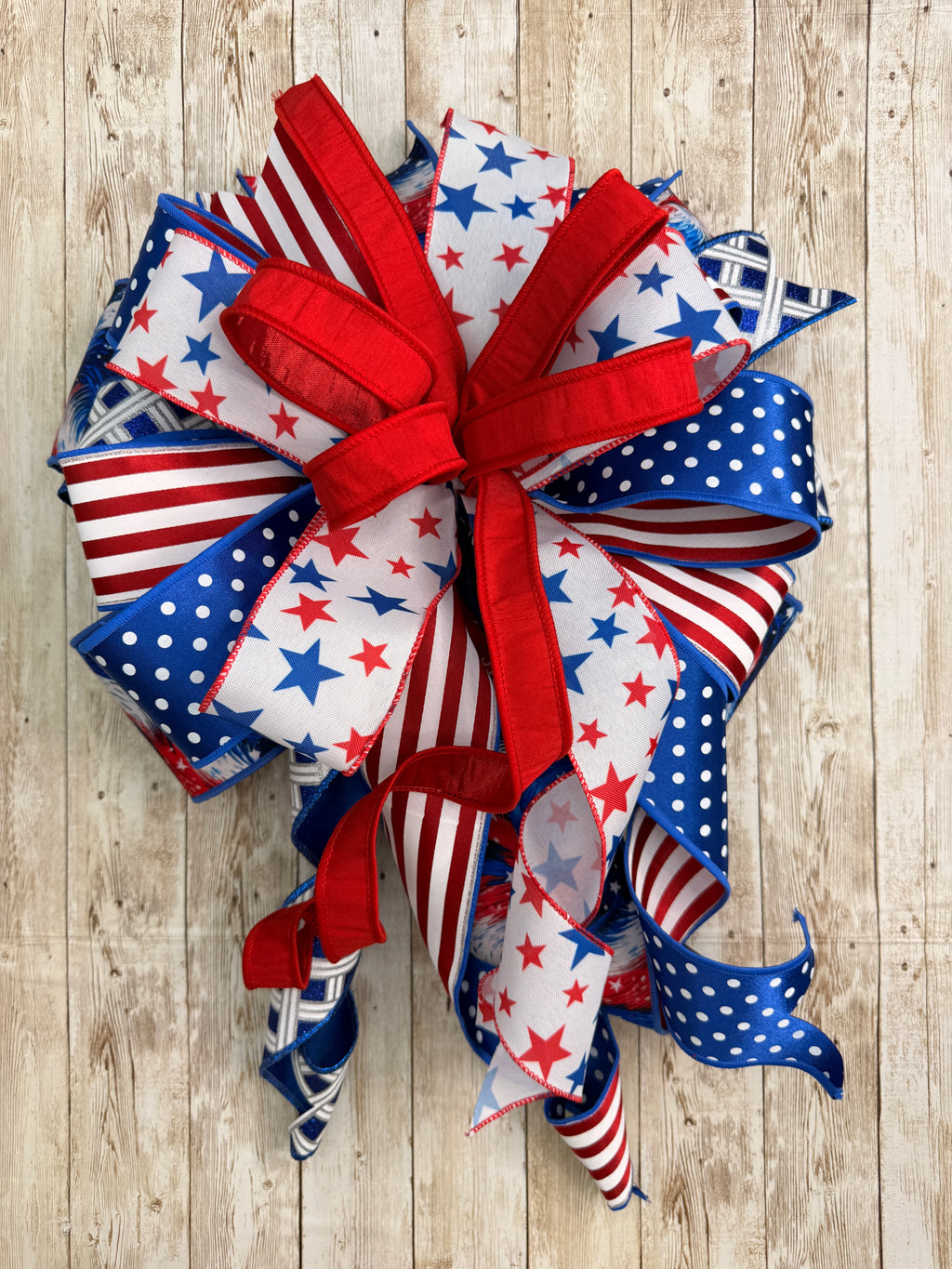 Large Patriotic Bow, Red White and Blue Decor