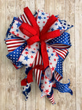 Large Patriotic Bow, Red White and Blue Decor