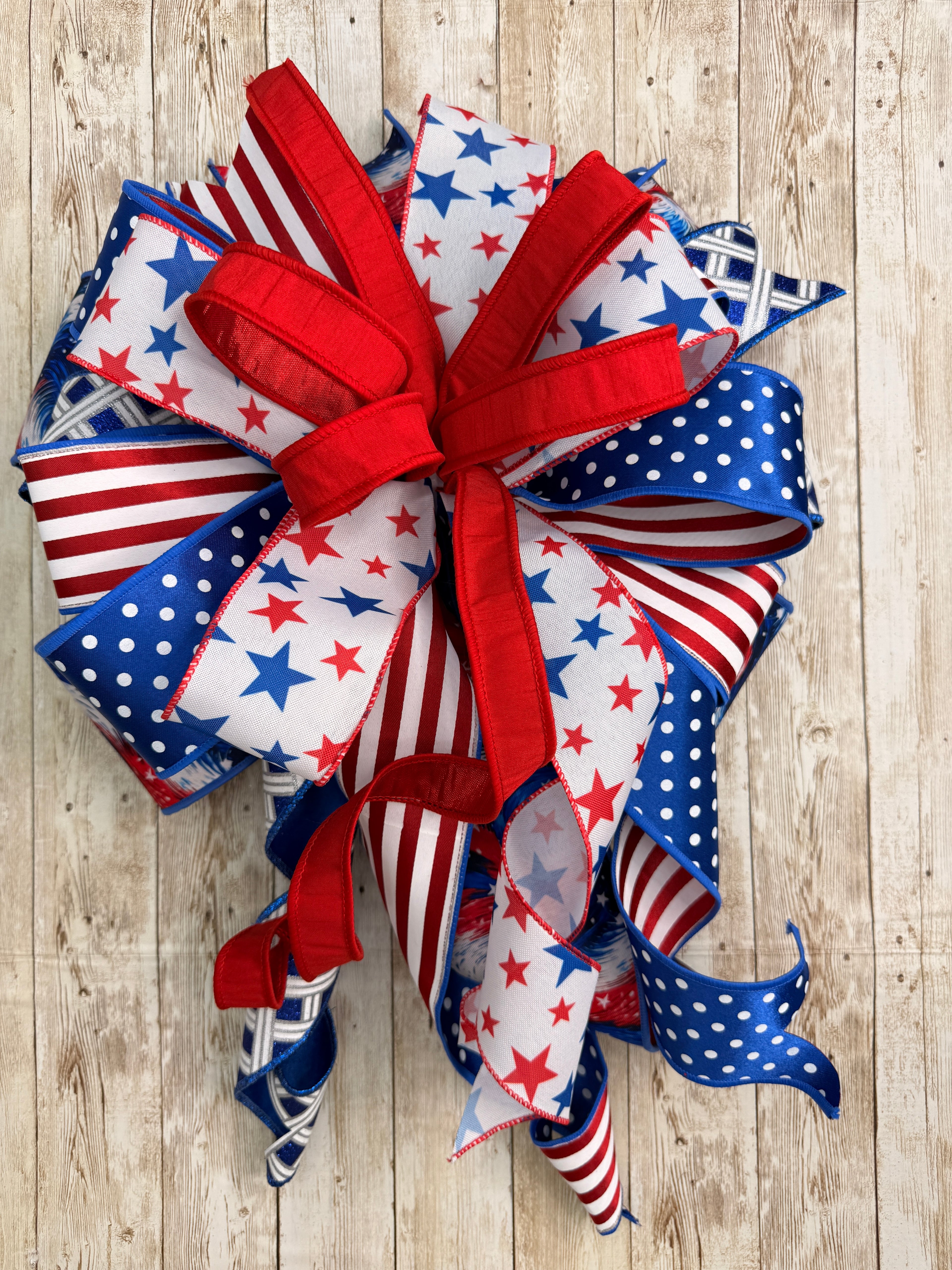 Large Patriotic Bow, Red White and Blue Decor