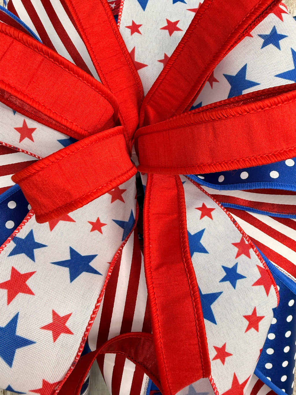 Large Patriotic Bow, Red White and Blue Decor