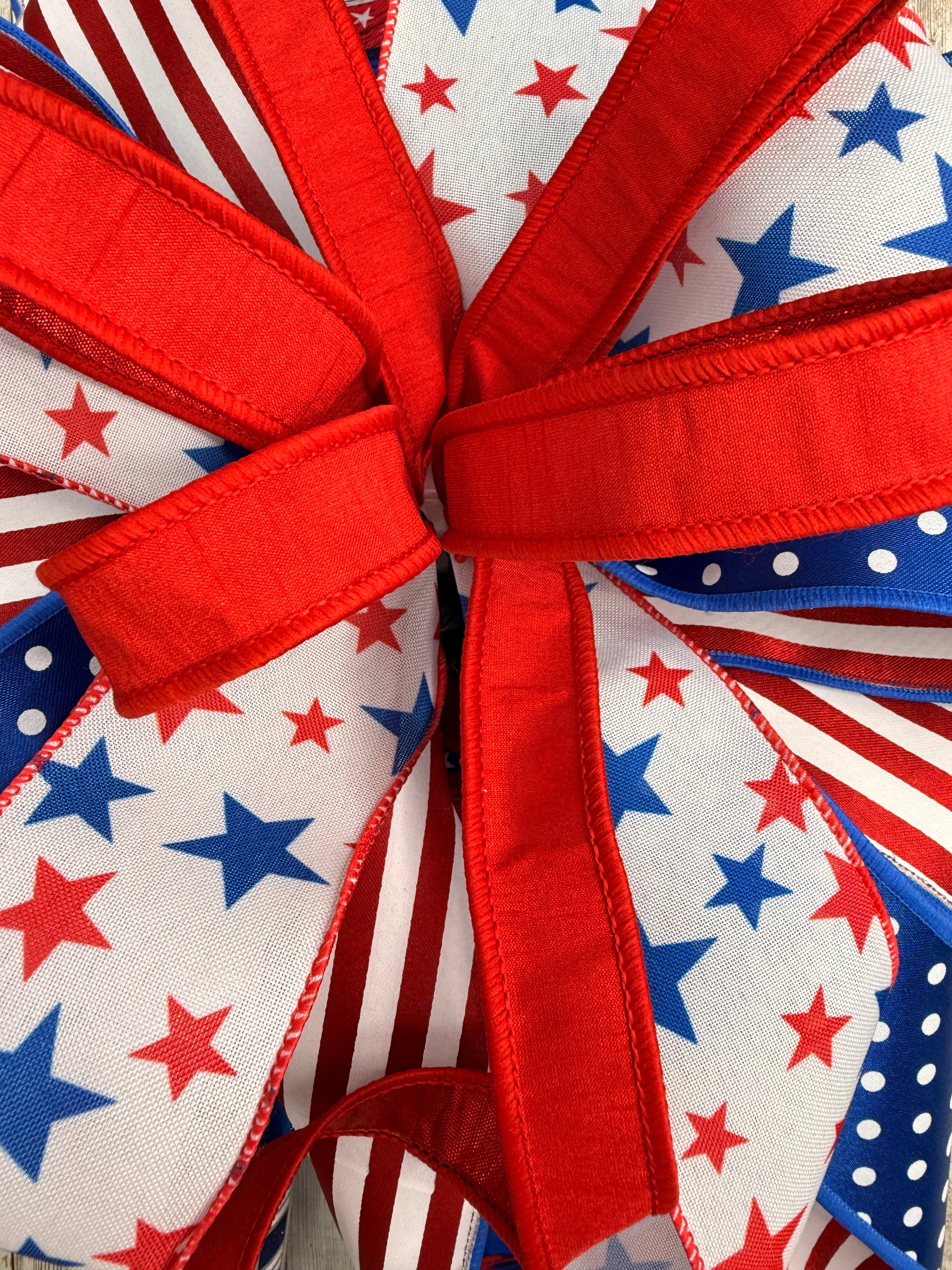 Large Patriotic Bow, Red White and Blue Decor