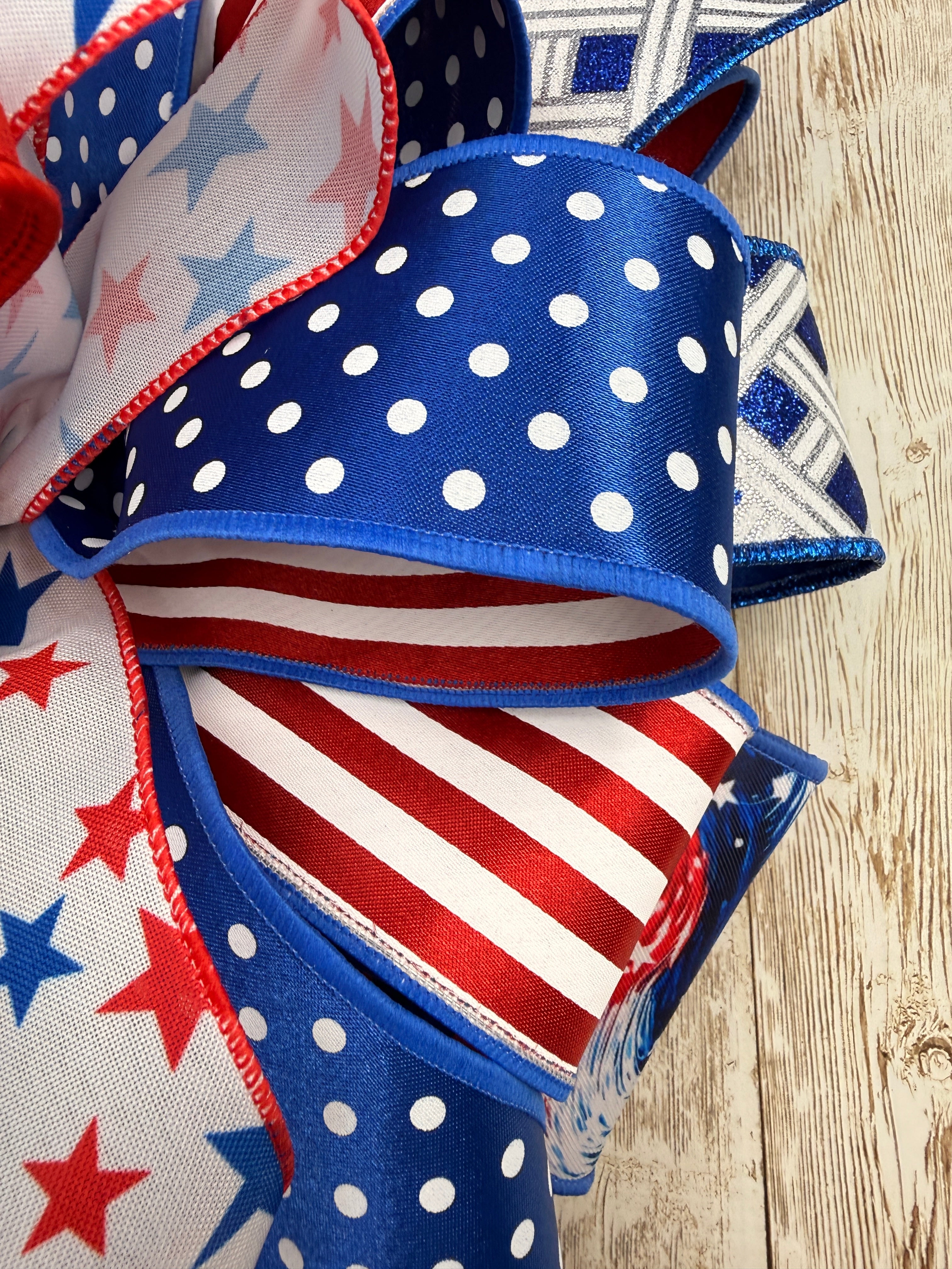 Large Patriotic Bow, Red White and Blue Decor