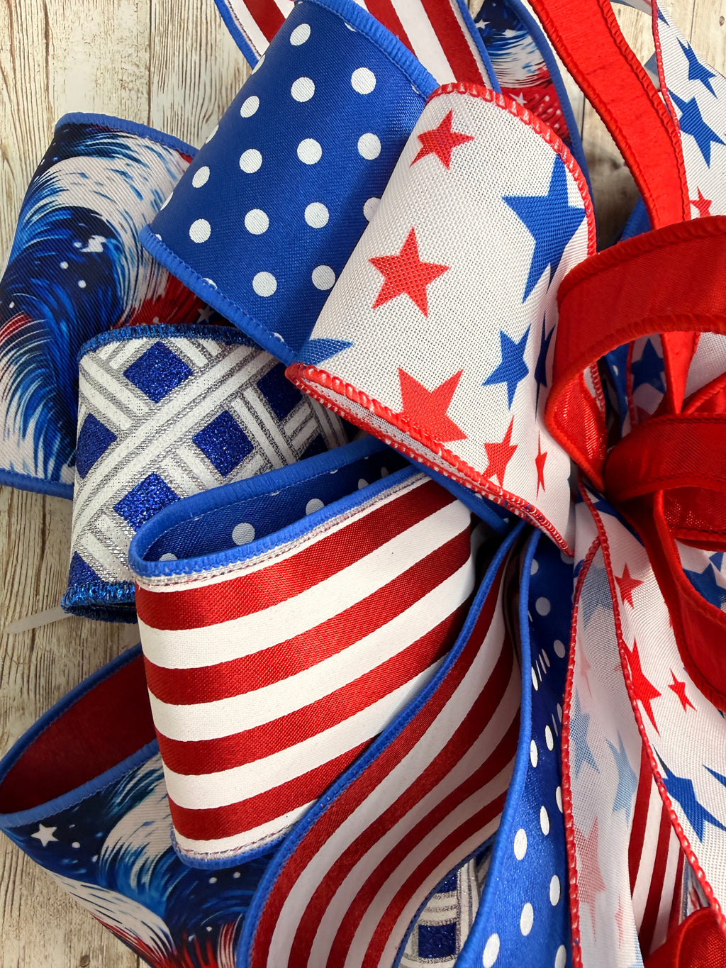 Large Patriotic Bow, Red White and Blue Decor