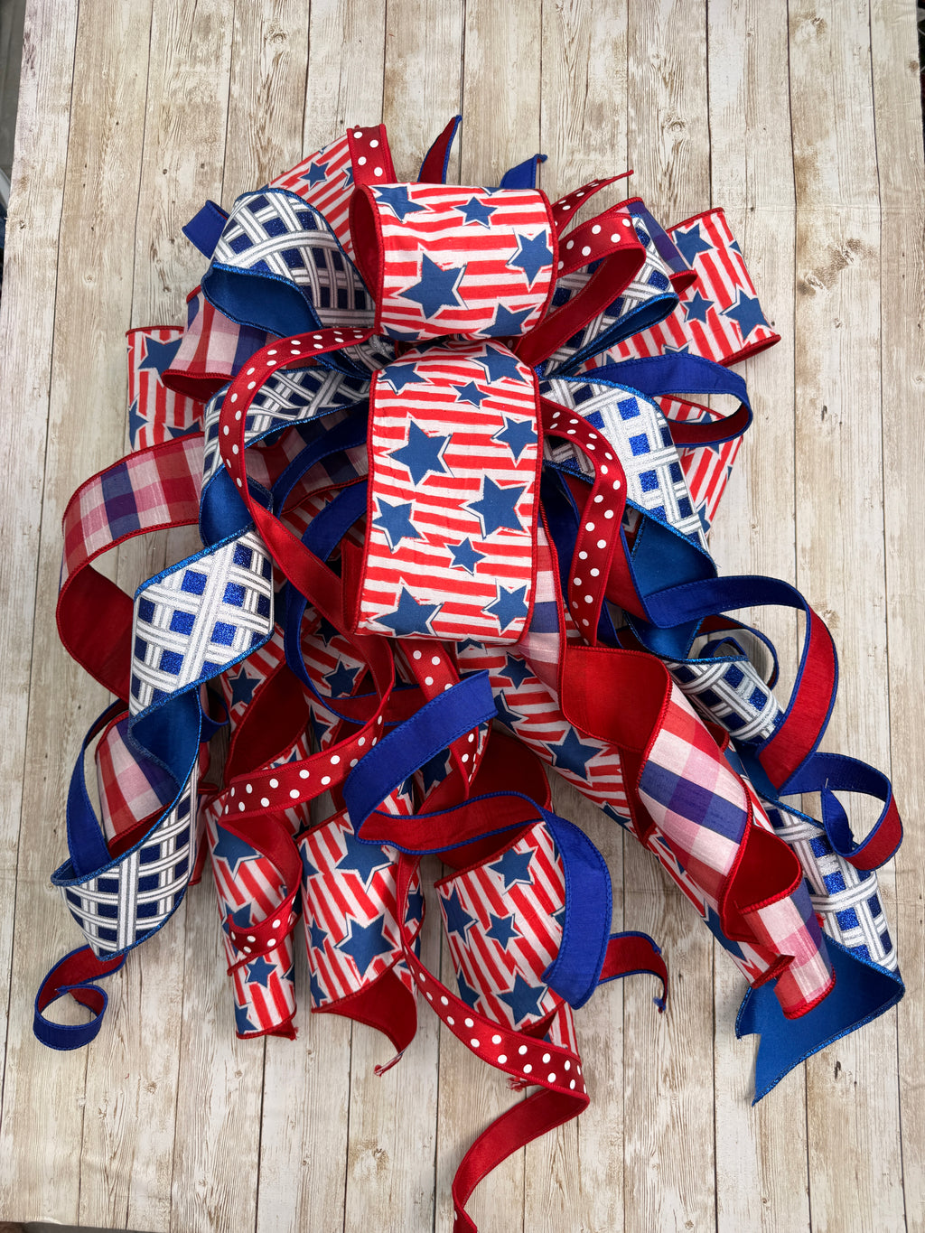 🇺🇸 Large Navy Patriotic Bow | Red White Blue Front Door Bow | 4th of July Wreath Bow | Americana Decor | Memorial Day Bow