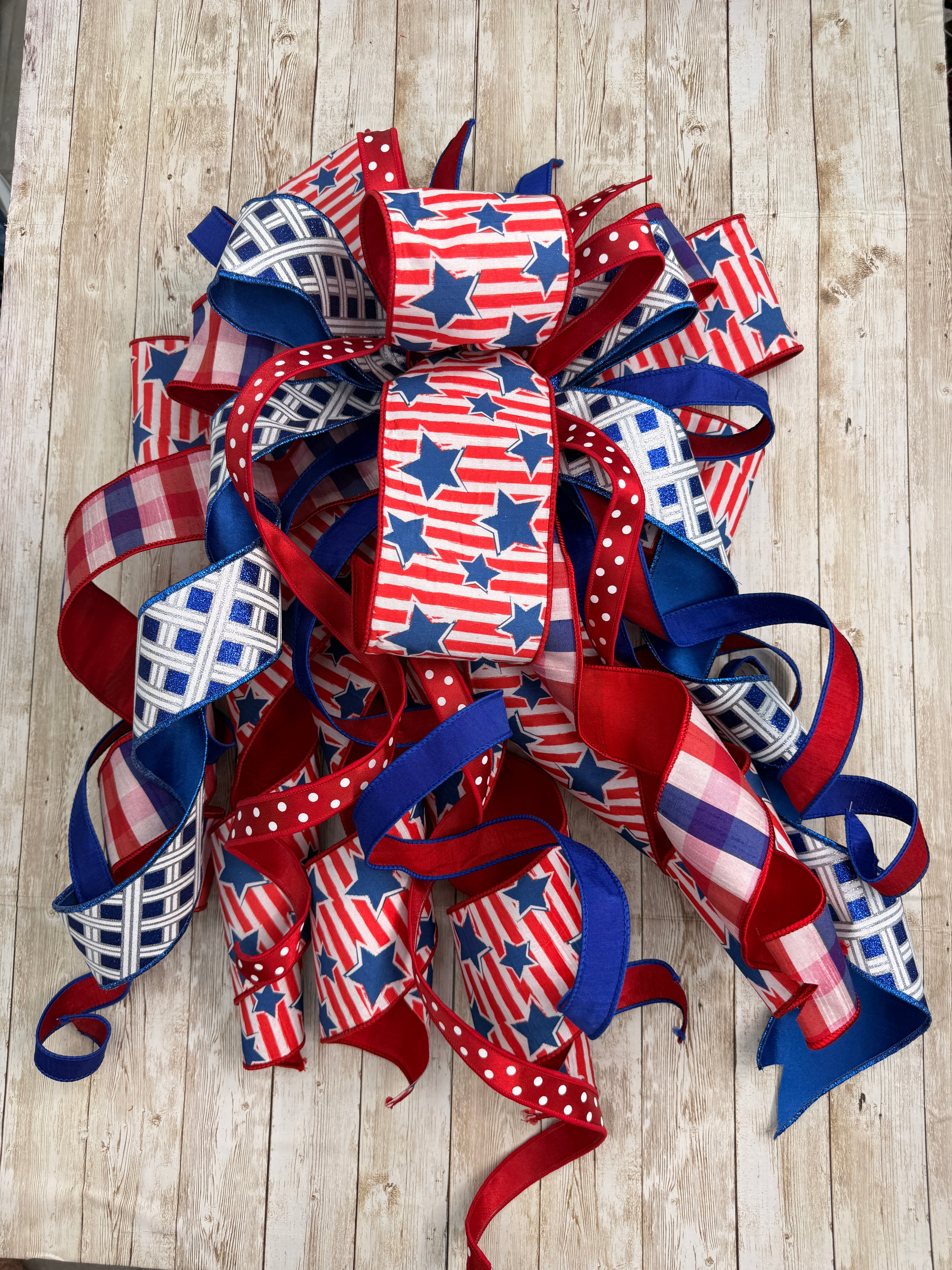 🇺🇸 Large Navy Patriotic Bow | Red White Blue Front Door Bow | 4th of July Wreath Bow | Americana Decor | Memorial Day Bow