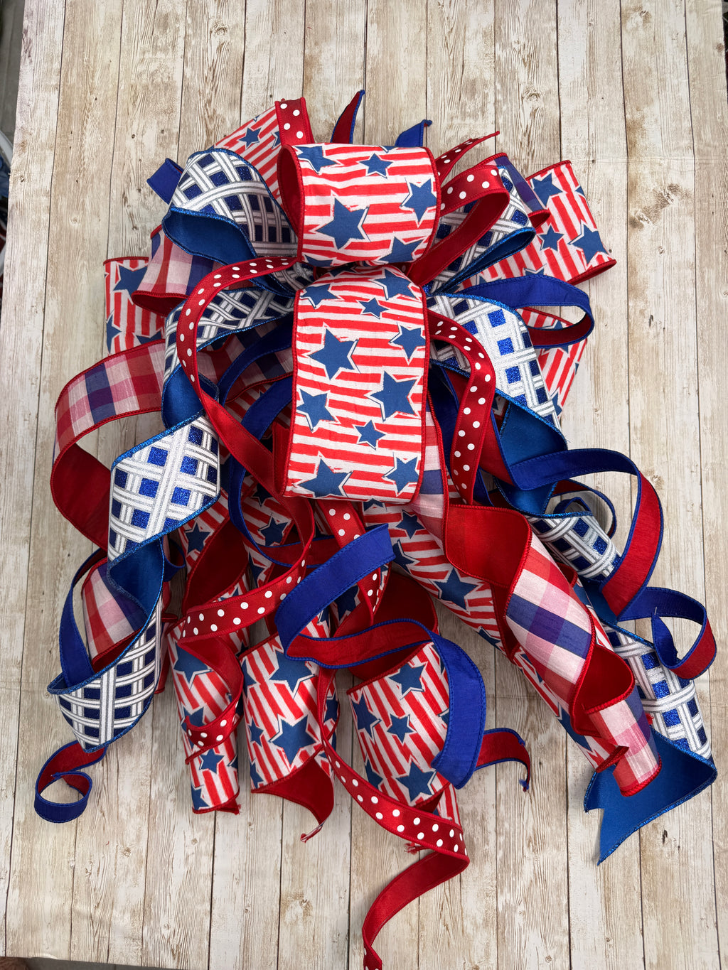 🇺🇸 Large Navy Patriotic Bow | Red White Blue Front Door Bow | 4th of July Wreath Bow | Americana Decor | Memorial Day Bow