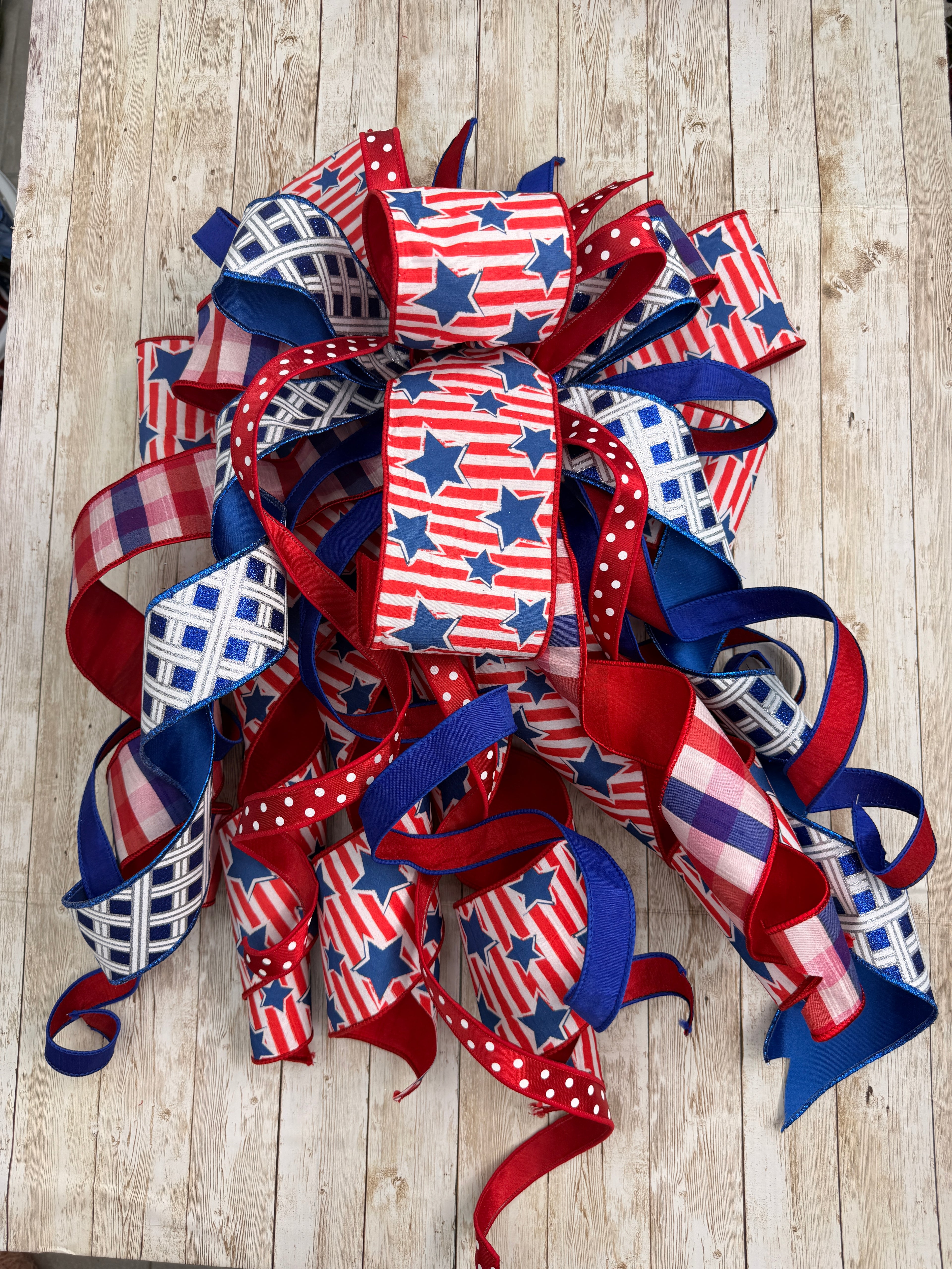 🇺🇸 Large Navy Patriotic Bow | Red White Blue Front Door Bow | 4th of July Wreath Bow | Americana Decor | Memorial Day Bow