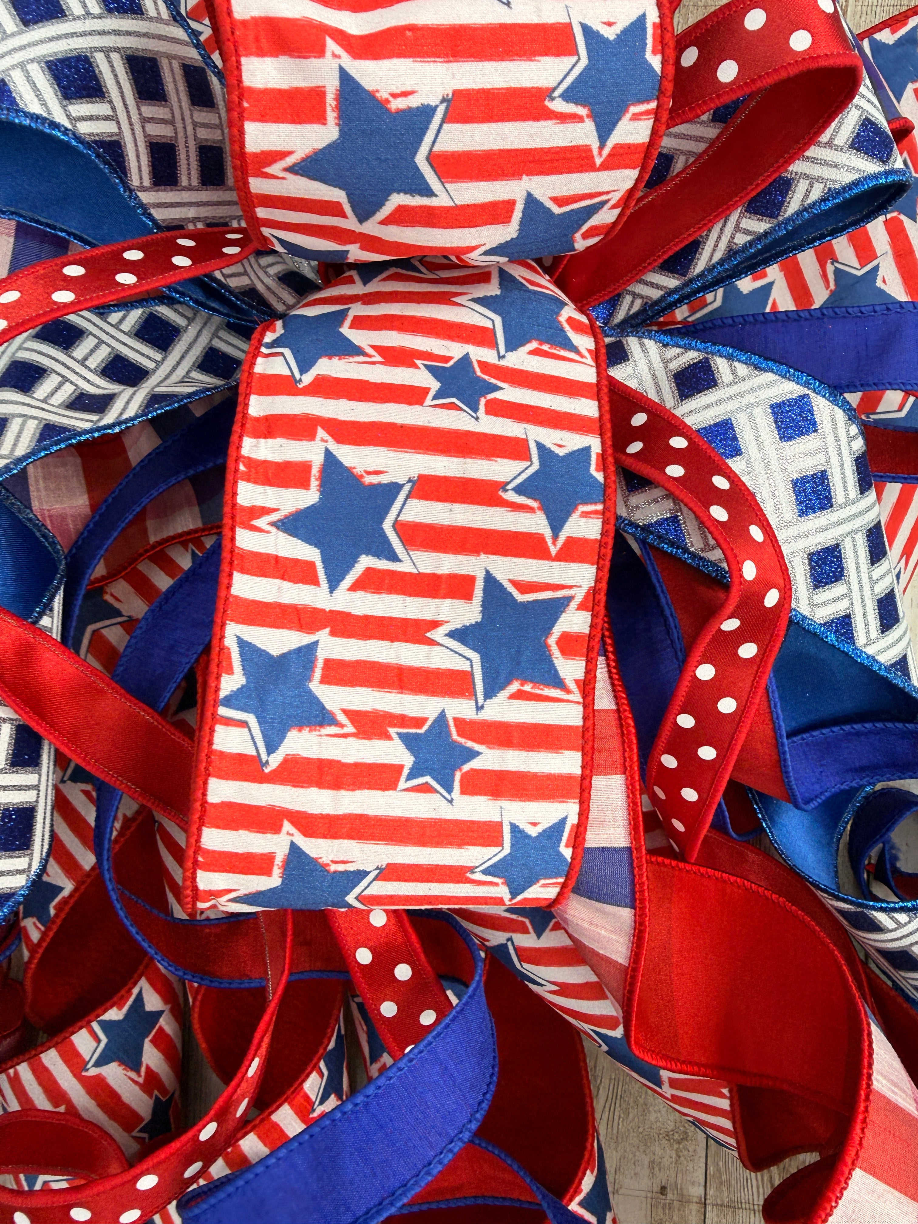 🇺🇸 Large Navy Patriotic Bow | Red White Blue Front Door Bow | 4th of July Wreath Bow | Americana Decor | Memorial Day Bow