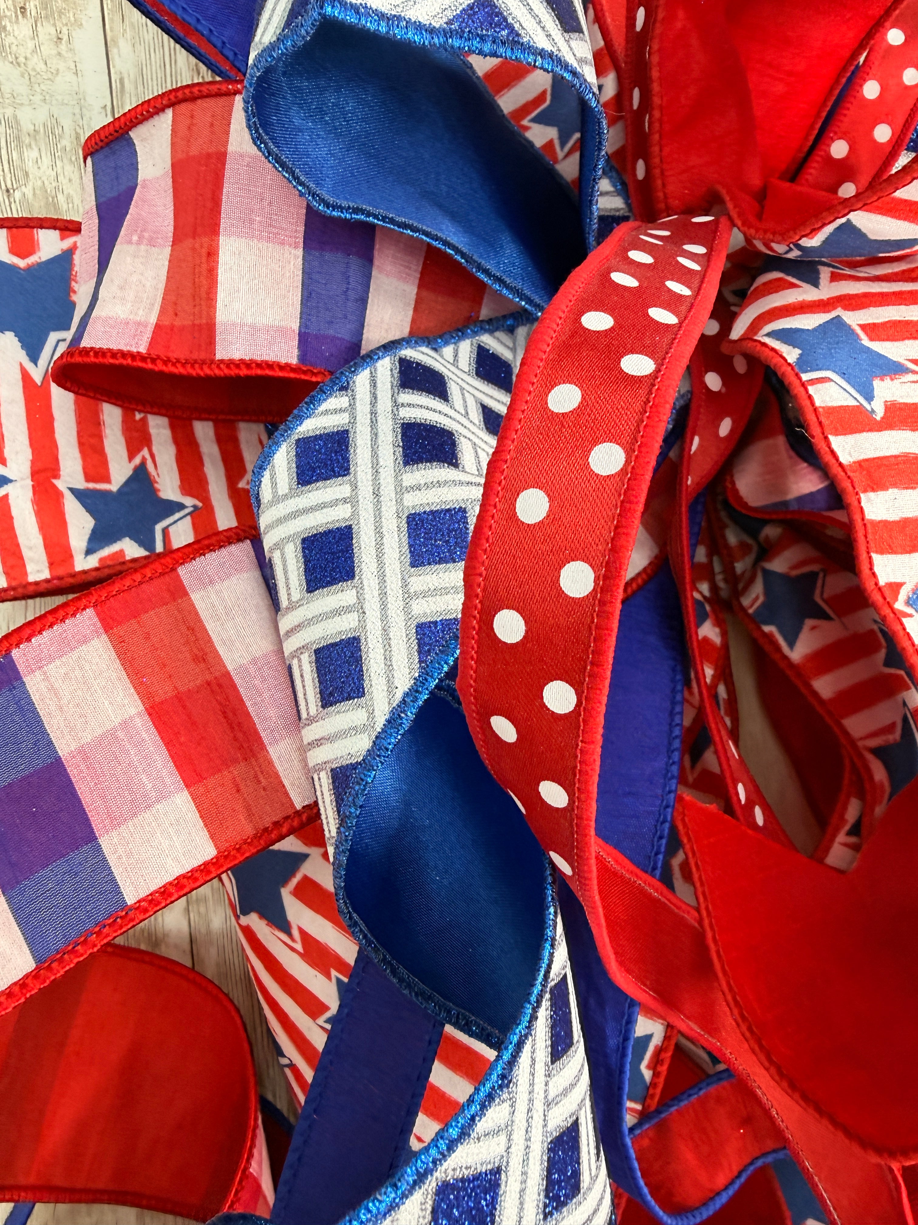 🇺🇸 Large Navy Patriotic Bow | Red White Blue Front Door Bow | 4th of July Wreath Bow | Americana Decor | Memorial Day Bow