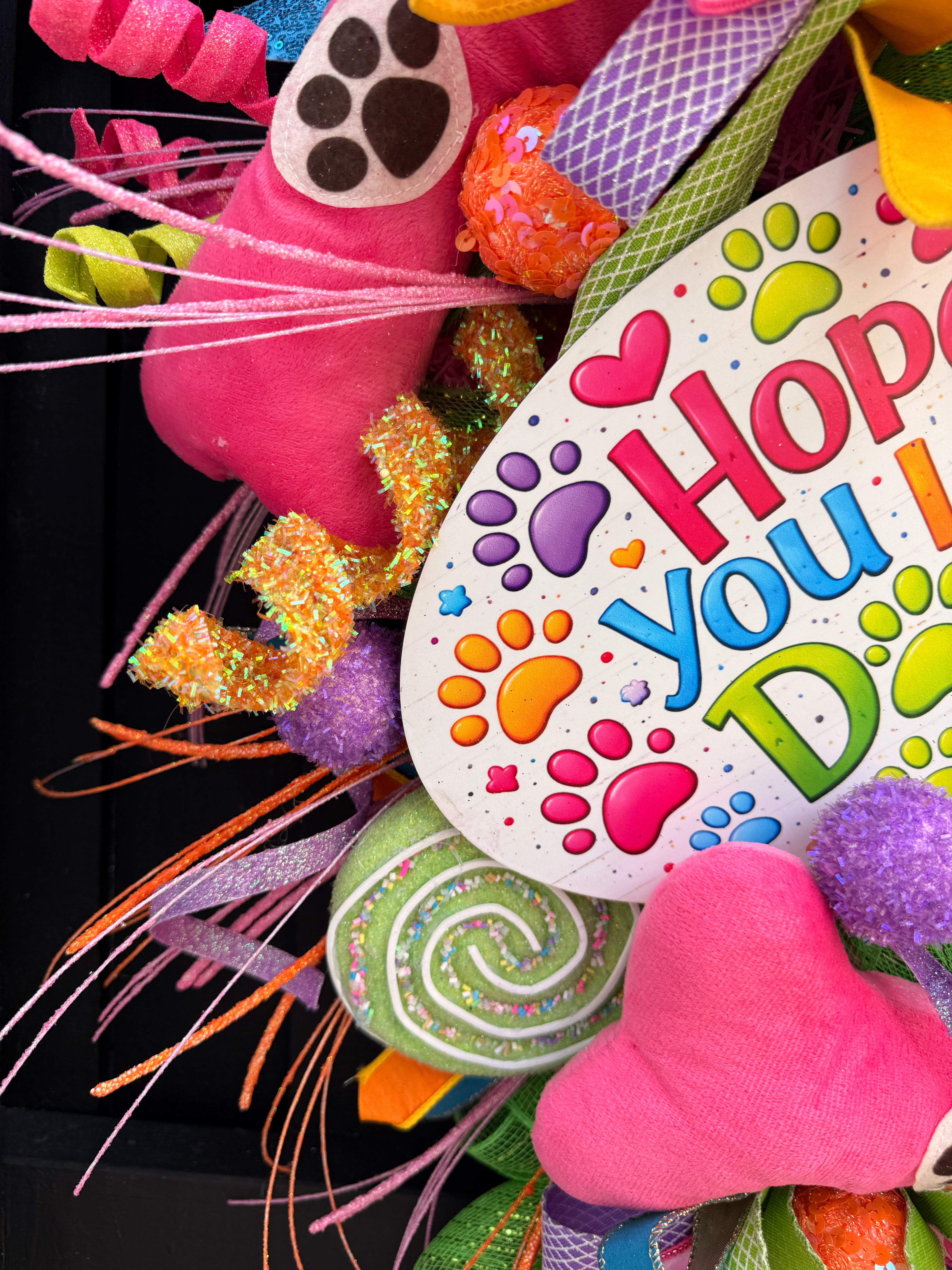 🐾 Hope You Like Dogs Swag | Colorful Dog Lover Door Swag | Whimsical Pet Decor | Front Door Swag | Handmade Statement Piece
