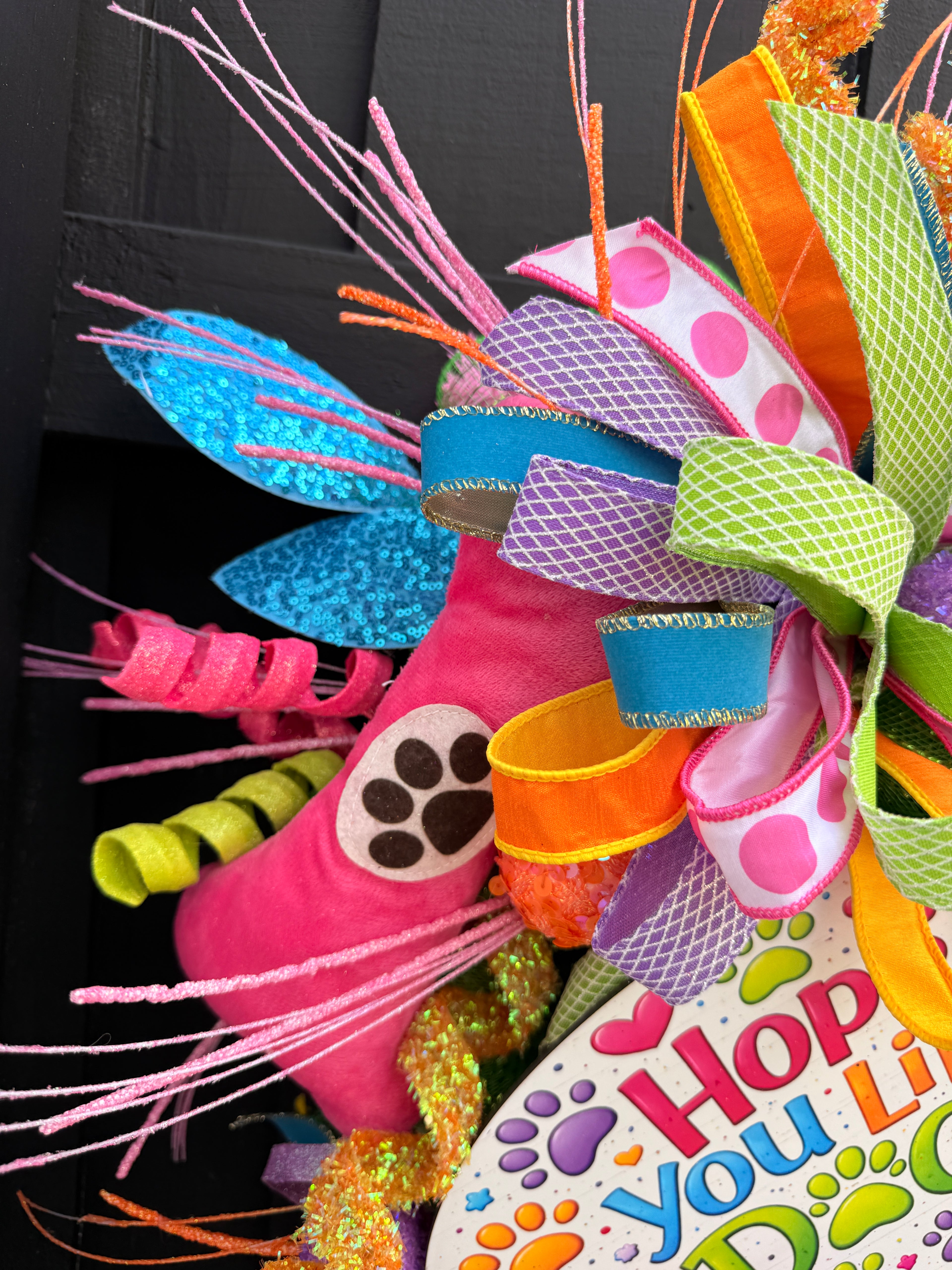 🐾 Hope You Like Dogs Swag | Colorful Dog Lover Door Swag | Whimsical Pet Decor | Front Door Swag | Handmade Statement Piece