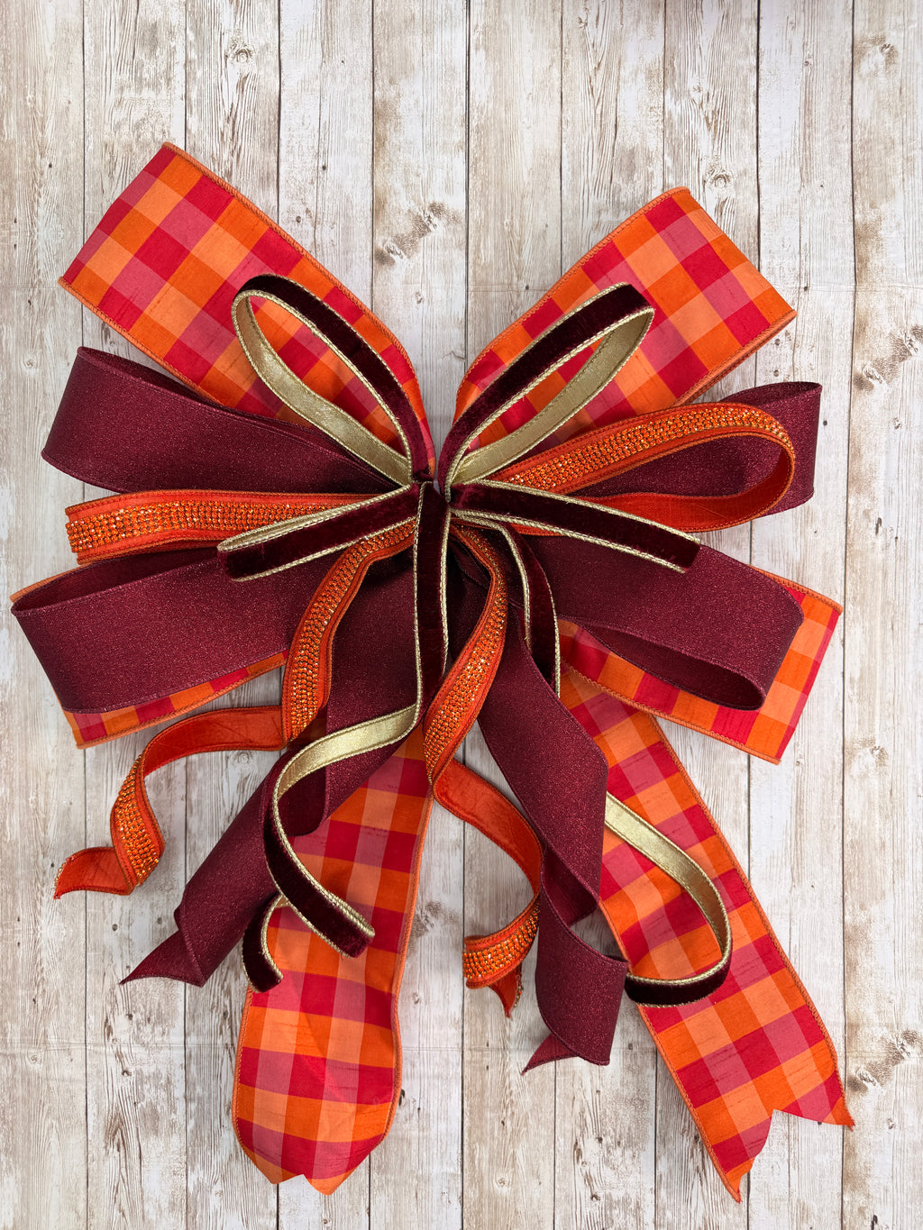 Extra Large Burgundy and Orange Bow, Fall Front Door Decor, Autumn Wreath Bow, Thanksgiving Door Bow, Rustic Elegant Porch Decor, Harvest Bow