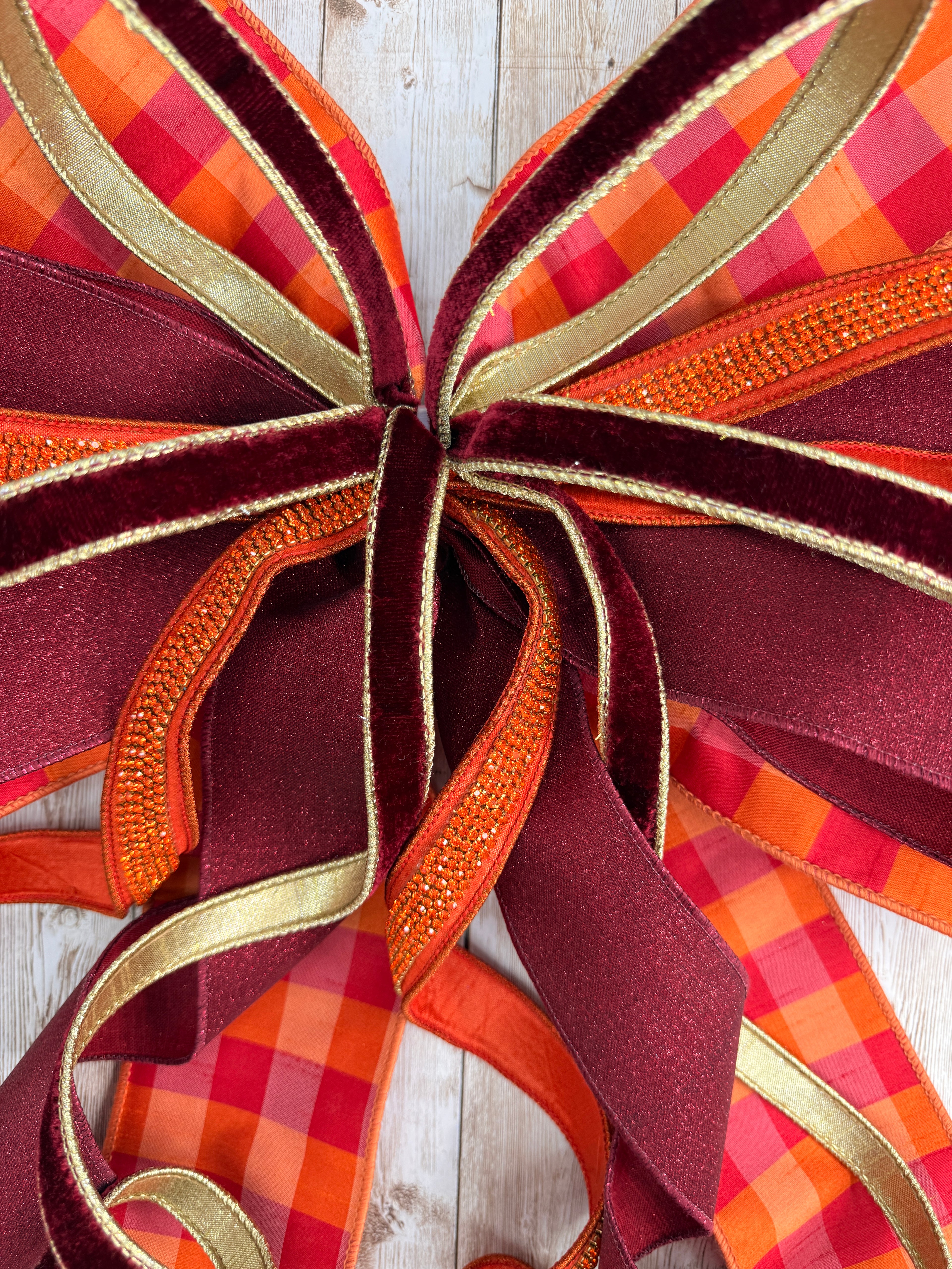 Extra Large Burgundy and Orange Bow, Fall Front Door Decor, Autumn Wreath Bow, Thanksgiving Door Bow, Rustic Elegant Porch Decor, Harvest Bow