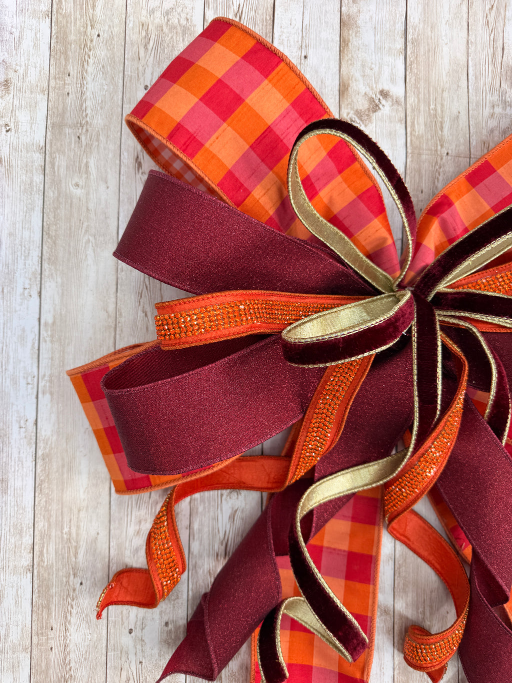 Extra Large Burgundy and Orange Bow, Fall Front Door Decor, Autumn Wreath Bow, Thanksgiving Door Bow, Rustic Elegant Porch Decor, Harvest Bow