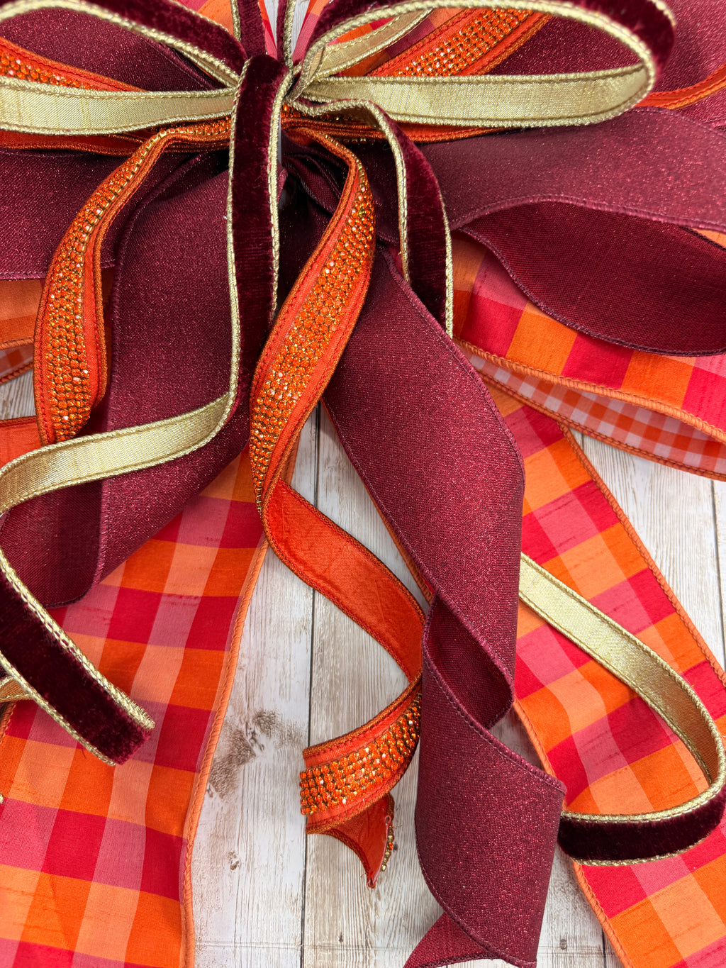 Extra Large Burgundy and Orange Bow, Fall Front Door Decor, Autumn Wreath Bow, Thanksgiving Door Bow, Rustic Elegant Porch Decor, Harvest Bow