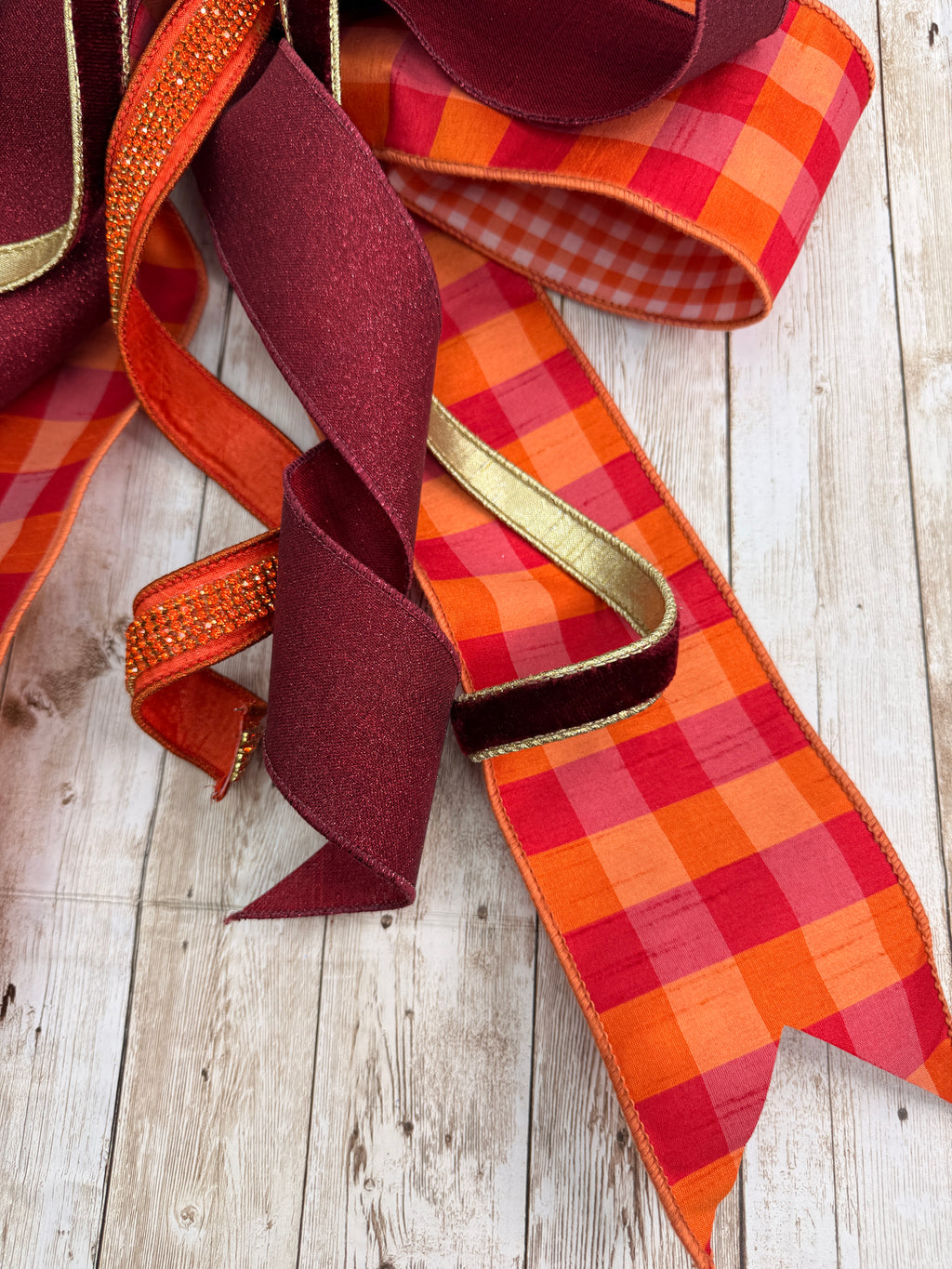 Extra Large Burgundy and Orange Bow, Fall Front Door Decor, Autumn Wreath Bow, Thanksgiving Door Bow, Rustic Elegant Porch Decor, Harvest Bow