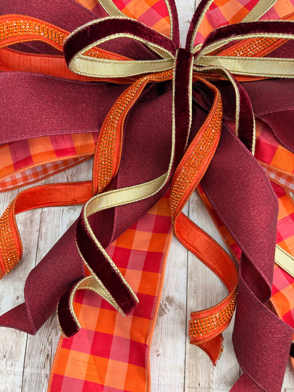 Extra Large Burgundy and Orange Bow, Fall Front Door Decor, Autumn Wreath Bow, Thanksgiving Door Bow, Rustic Elegant Porch Decor, Harvest Bow