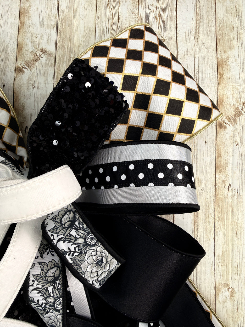 Extra Large Black and White Bow, Elegant Front Door Decor, Classic Wreath Bow, Neutral Porch Decor, Year Round Door Accent, Farmhouse Bow