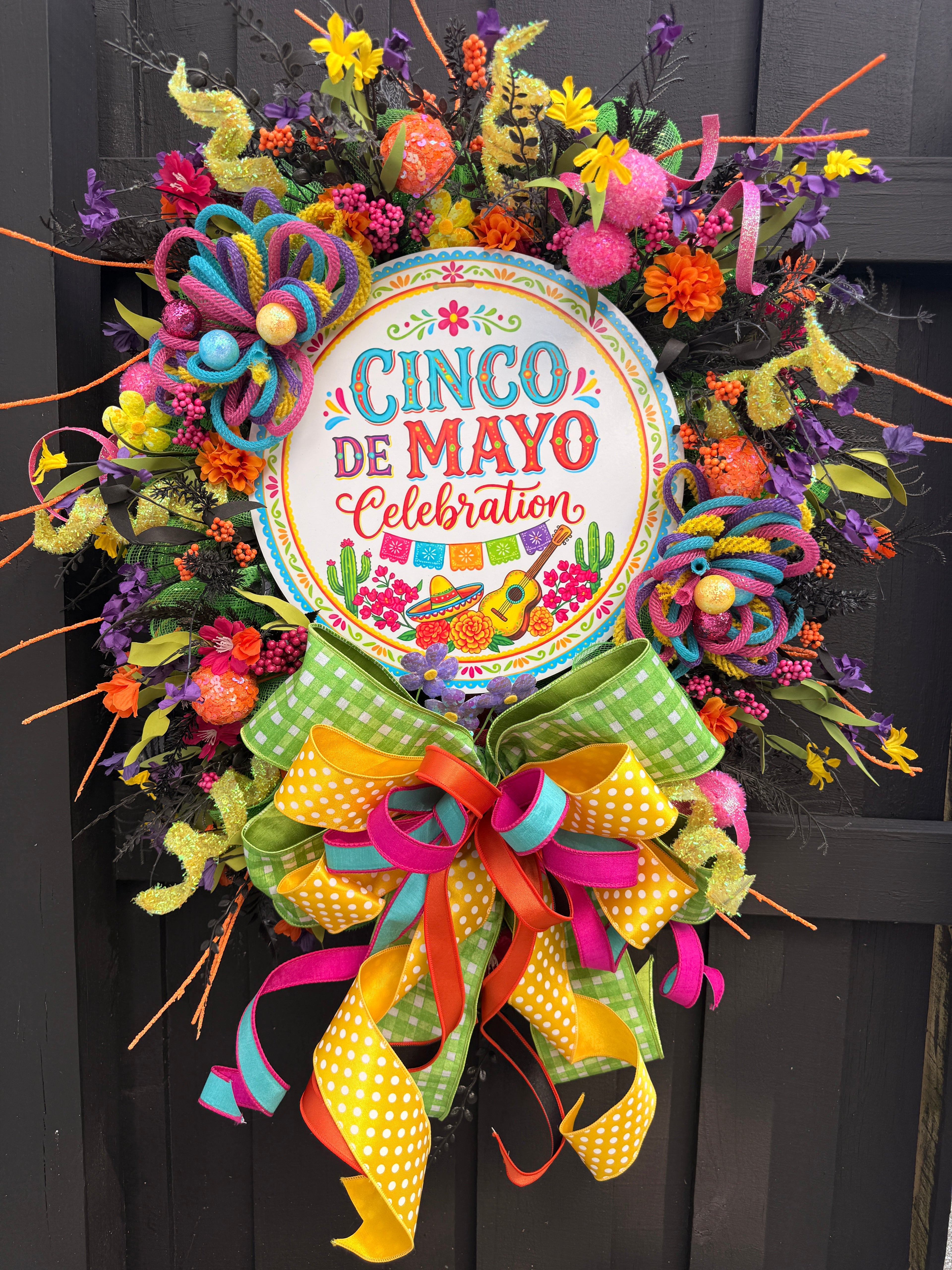 Cinco de Mayo Fiesta Wreath – Bright Colorful Front Door Party Decor
