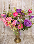 Luxury Floral Centerpiece – Mother’s Day Gift, Bridal Shower Decor, Elegant Pink & Purple Flower Arrangement