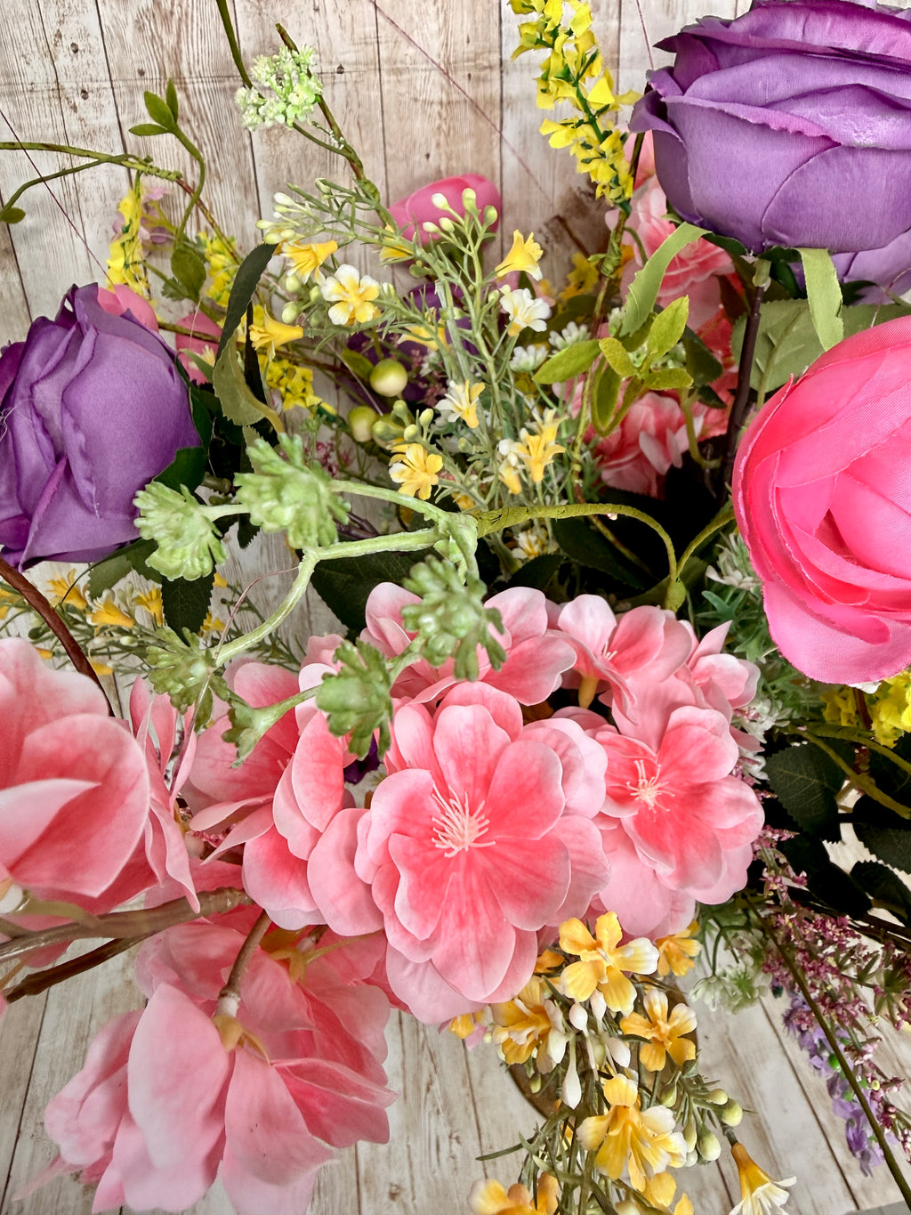 Luxury Floral Centerpiece – Mother’s Day Gift, Bridal Shower Decor, Elegant Pink & Purple Flower Arrangement