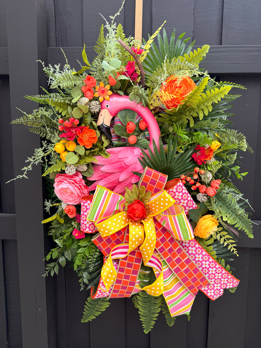 Luxury Tropical Flamingo Wreath – Bright Summer Front Door Decor
