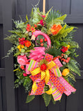 Luxury Tropical Flamingo Wreath – Bright Summer Front Door Decor