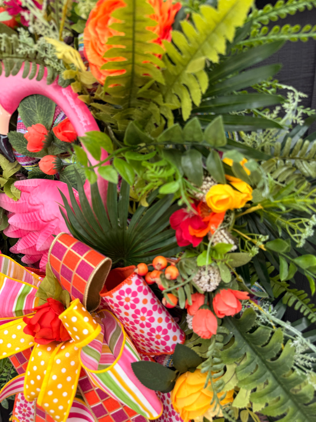 Luxury Tropical Flamingo Wreath – Bright Summer Front Door Decor