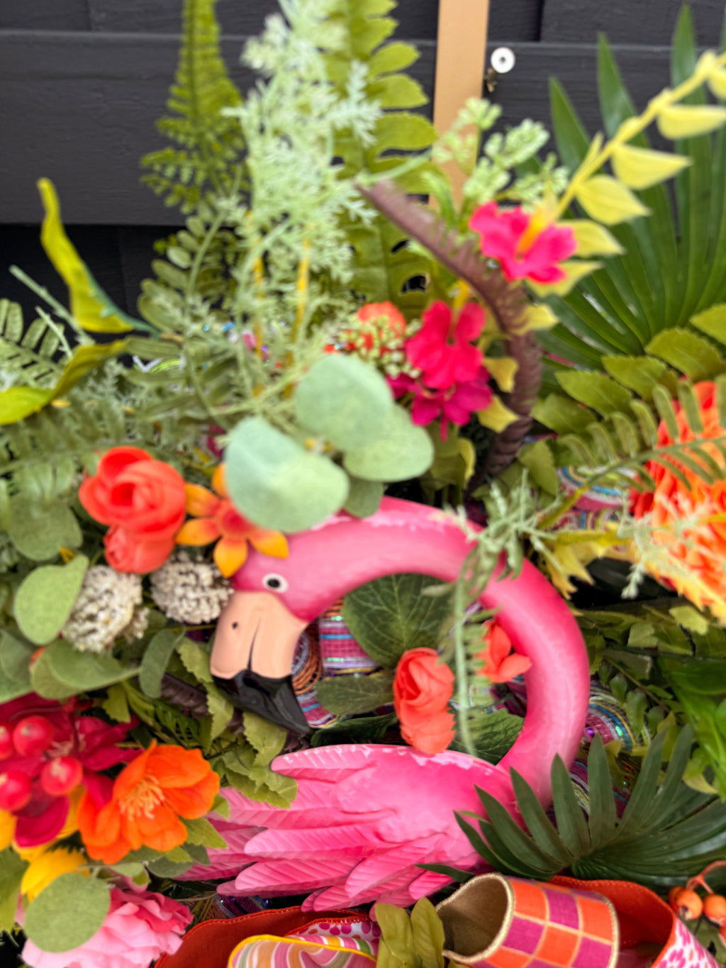 Luxury Tropical Flamingo Wreath – Bright Summer Front Door Decor