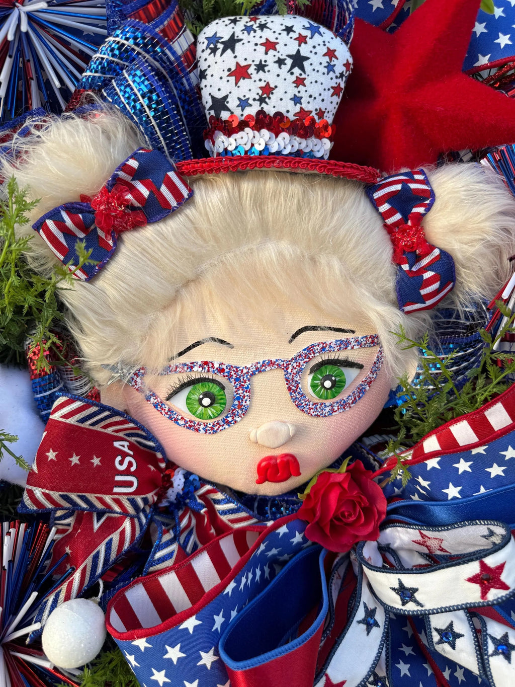 Patriotic Wreath: Glam Girl, Stars & Stripes - 4th of July Decor