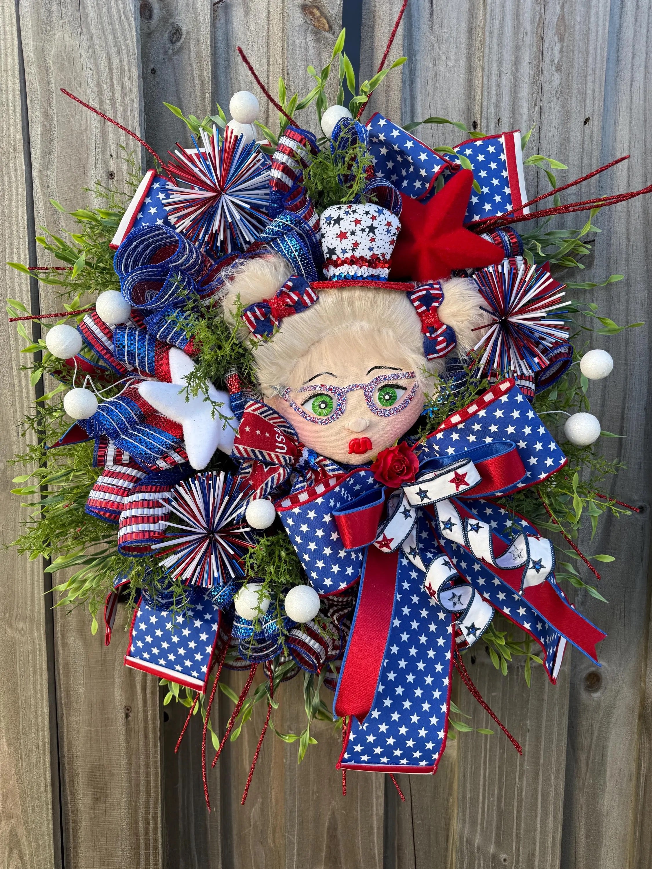 Patriotic Wreath: Glam Girl, Stars & Stripes - 4th of July Decor