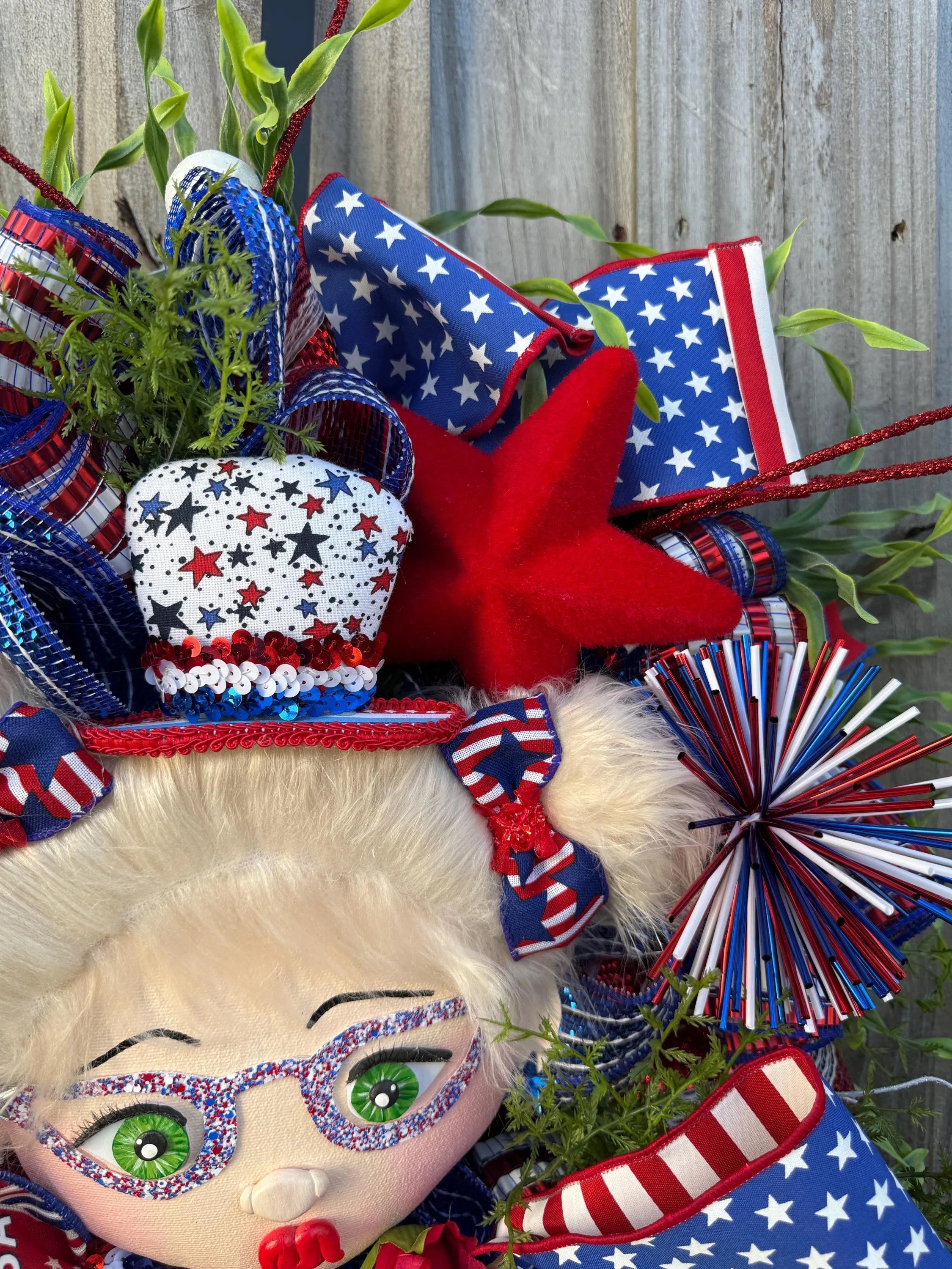 Patriotic Wreath: Glam Girl, Stars & Stripes - 4th of July Decor