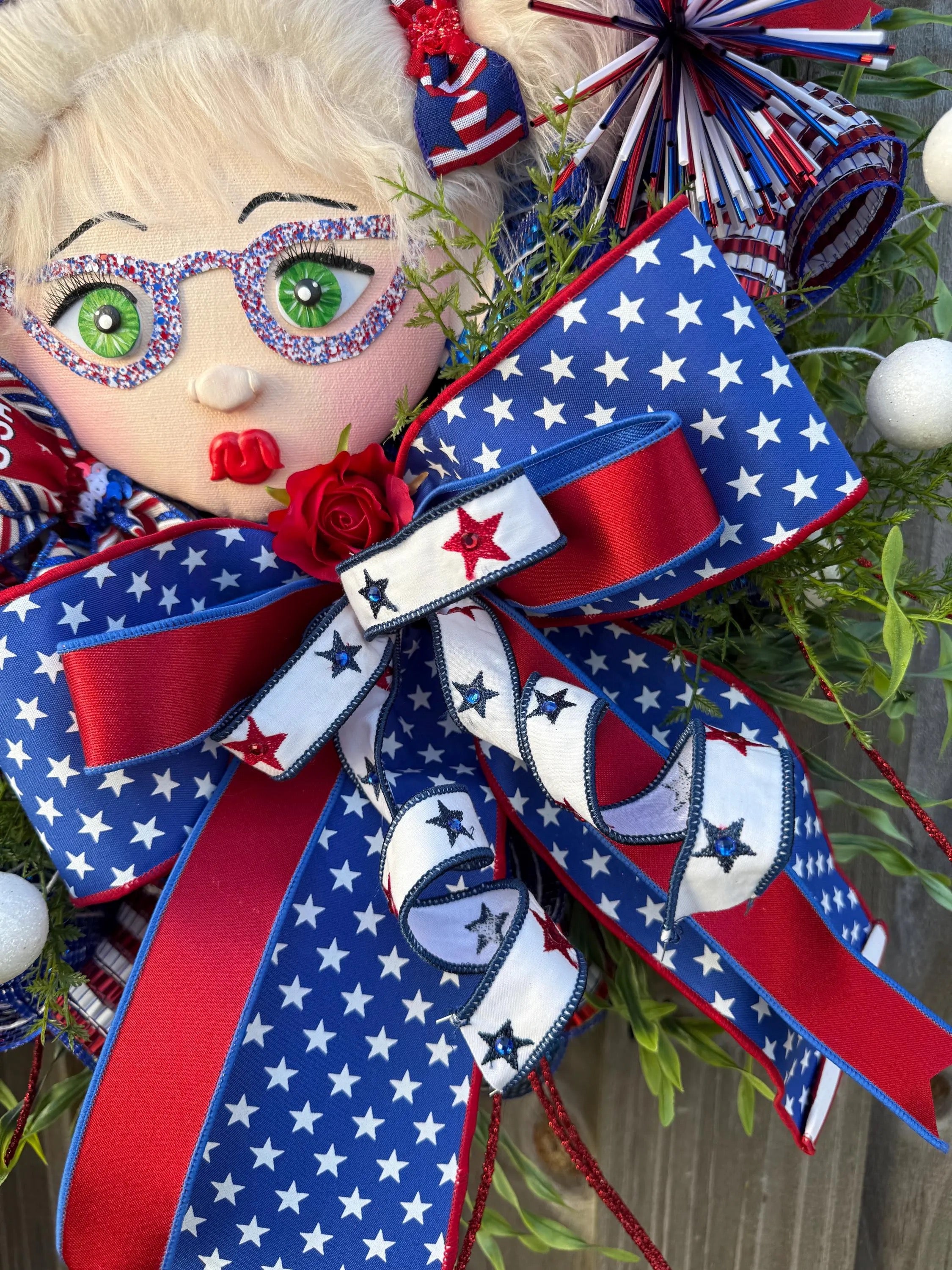 Patriotic Wreath: Glam Girl, Stars & Stripes - 4th of July Decor