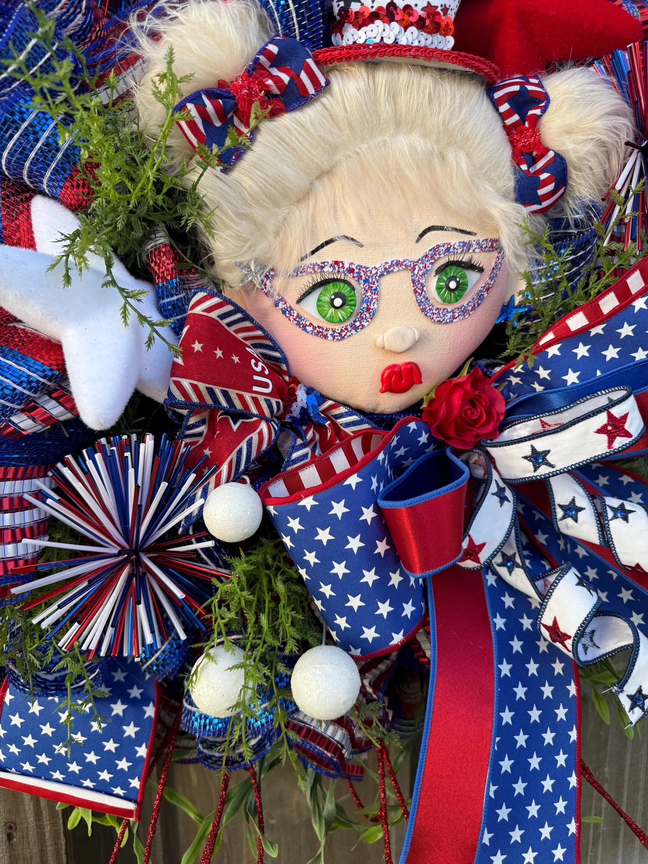Patriotic Wreath: Glam Girl, Stars & Stripes - 4th of July Decor