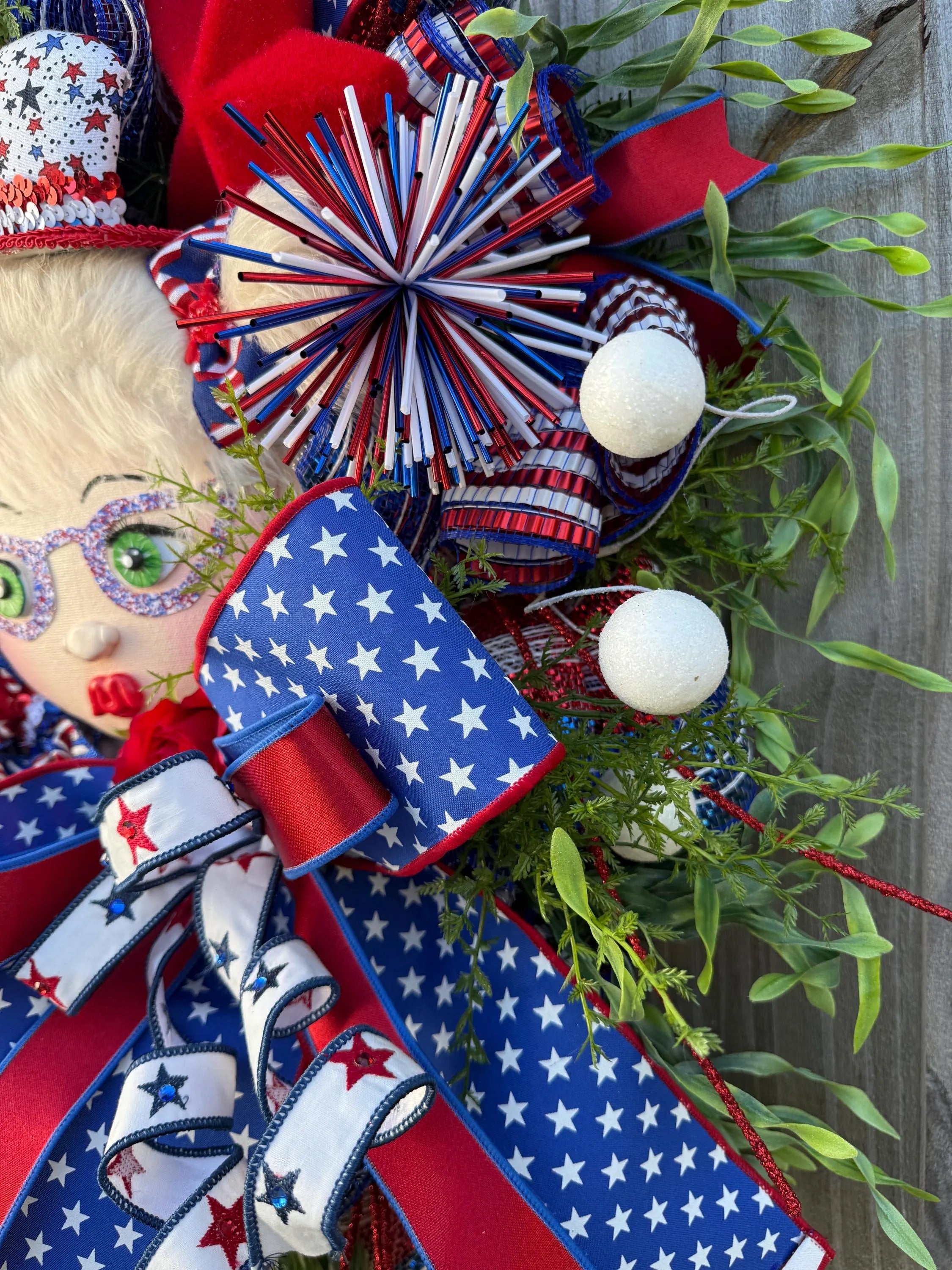 Patriotic Wreath: Glam Girl, Stars & Stripes - 4th of July Decor
