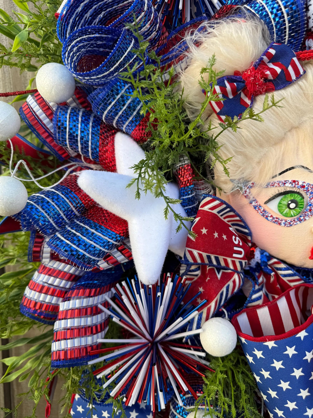 Patriotic Wreath: Glam Girl, Stars & Stripes - 4th of July Decor