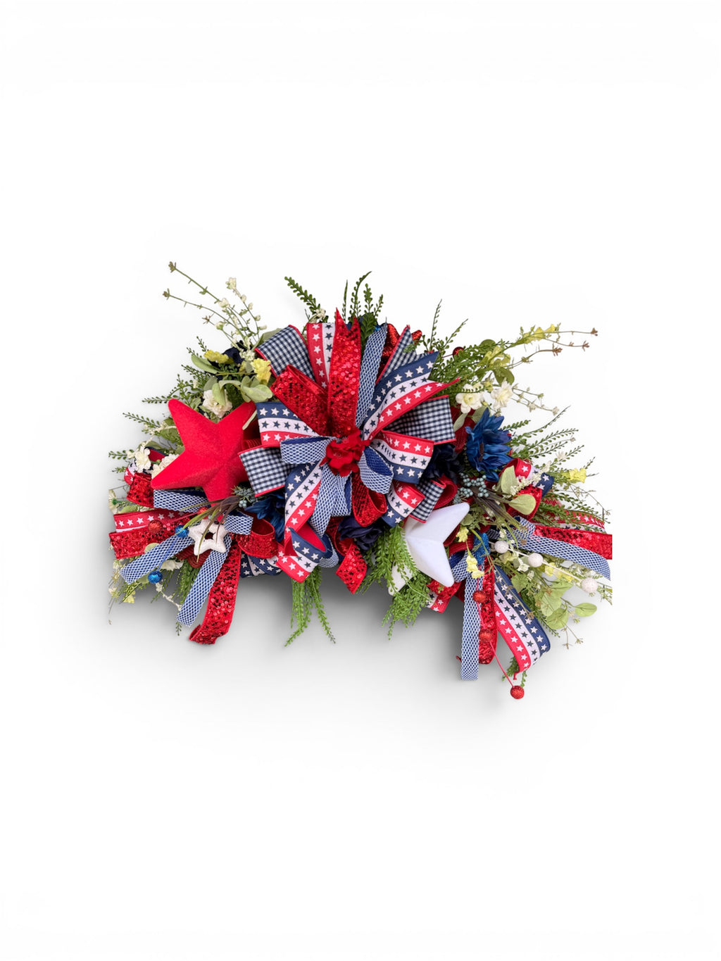 Patriotic Door Swag Wreath, 4th of July Front Door Decor, Patriotic Mailbox Swag, Red White Blue Wreath, Americana Porch Decor, July 4th Bow Wreath