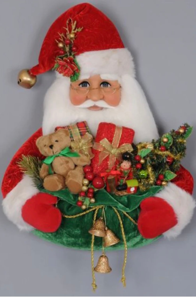 Santa Christmas Wreath, Old Fashioned Santa Door Decor, Large Christmas Wreath, Vintage Style Holiday Decor, Santa Claus Decoration