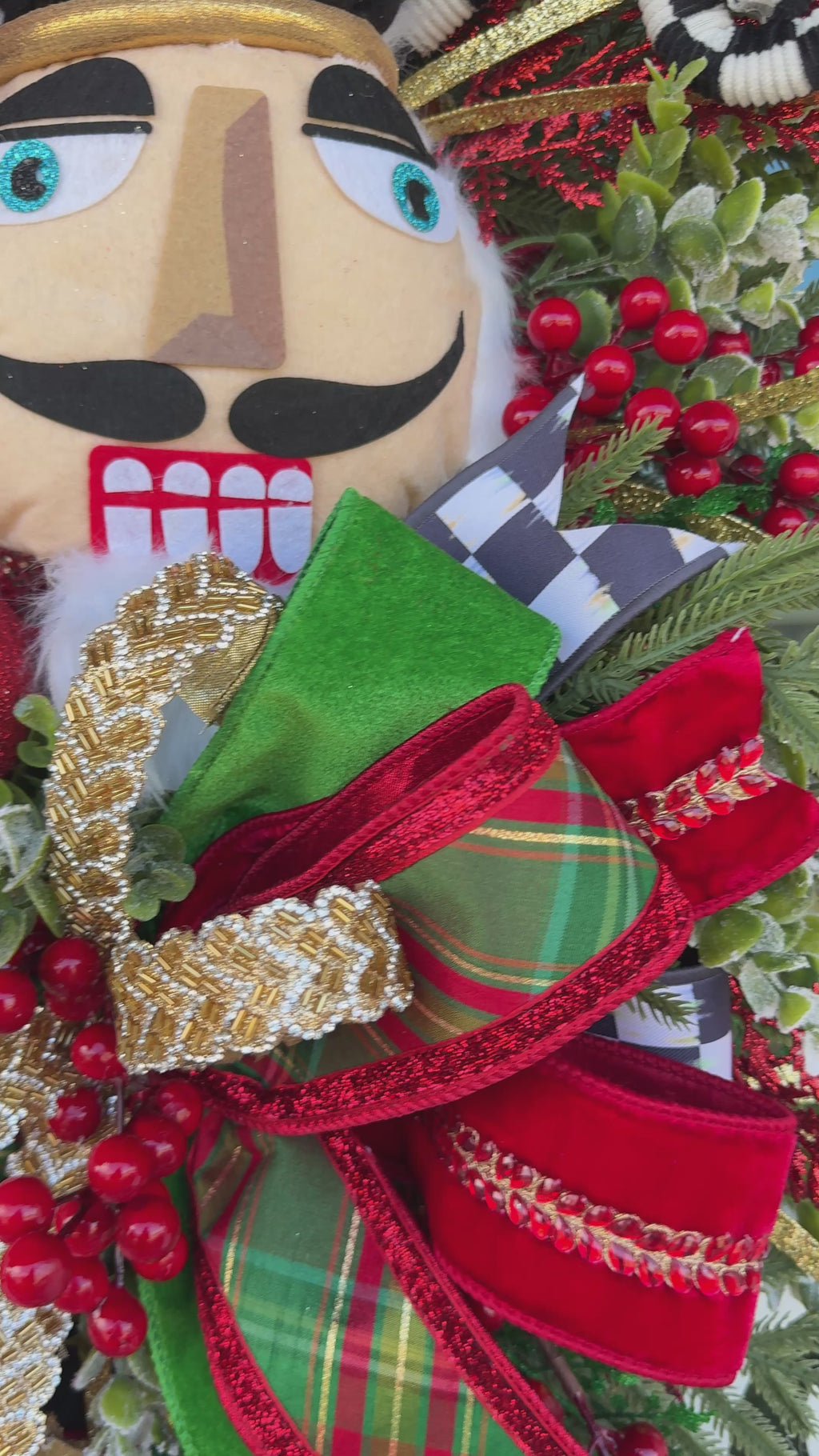 Traditional Nutcracker Christmas Swag for Front Door